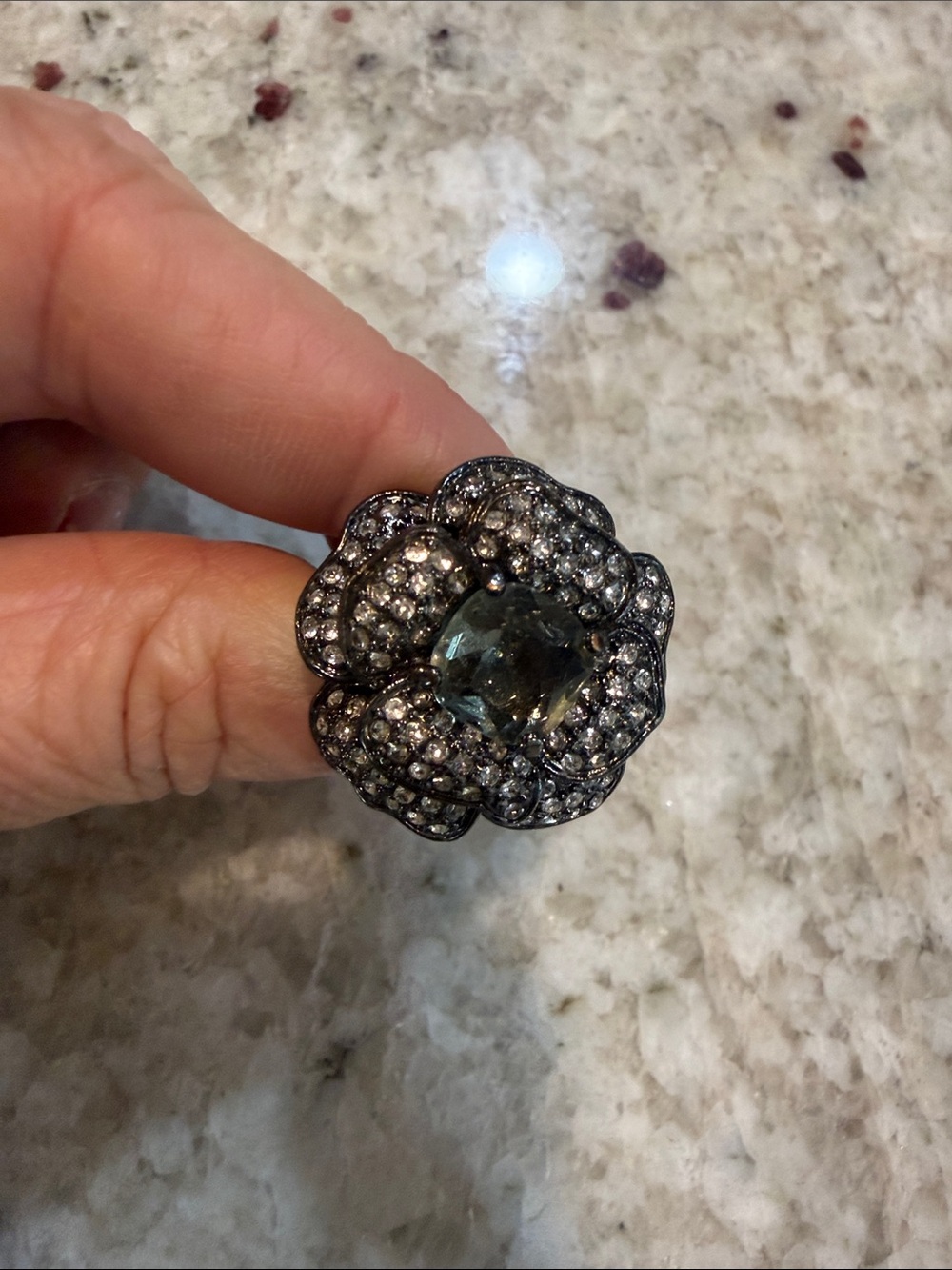 Stella & Dot Pave Floral Statement Ring